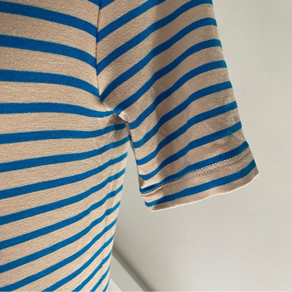 Max Mara Tan and BlueStripe Short Sleeve Shirt - M (fits small) - Picture 7 of 14